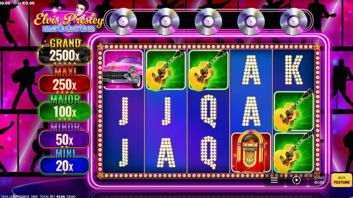 Elvis Presley: Viva Las Records slot machine neon theme